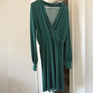 Green Polka Dot Wrap Dress